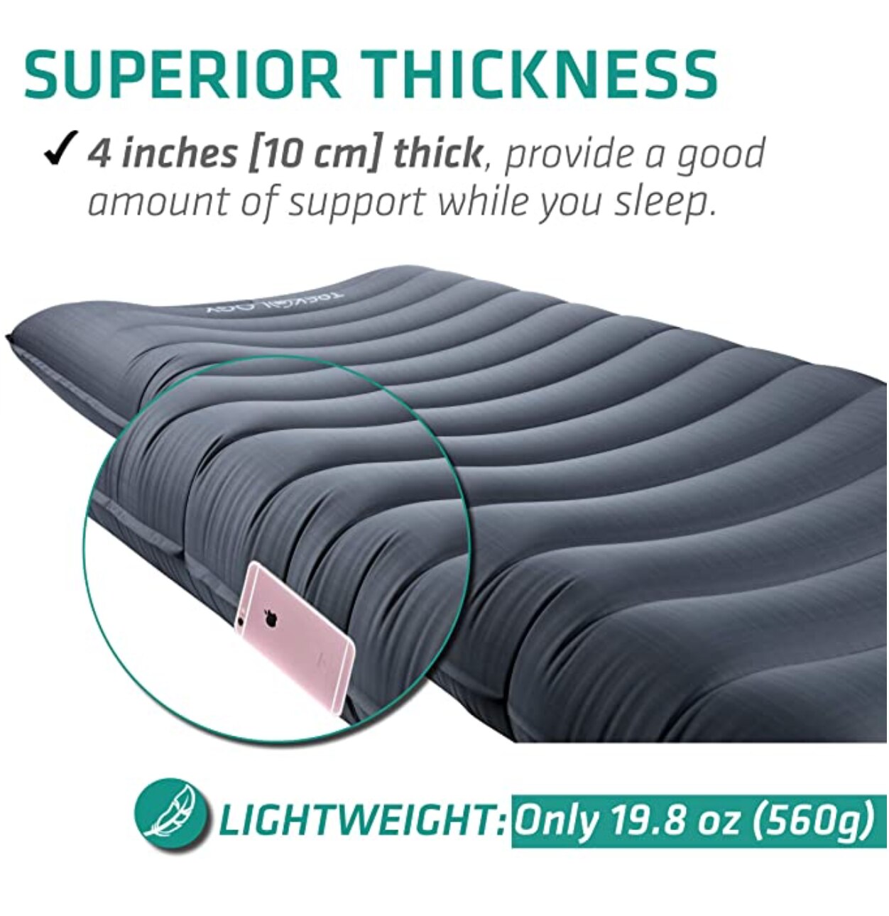 TREKOLOGY Sleeping Pad Inflatable Camping Mat Ultralight Backpacking Mats Compact Lightweight Inflating Air Insulated