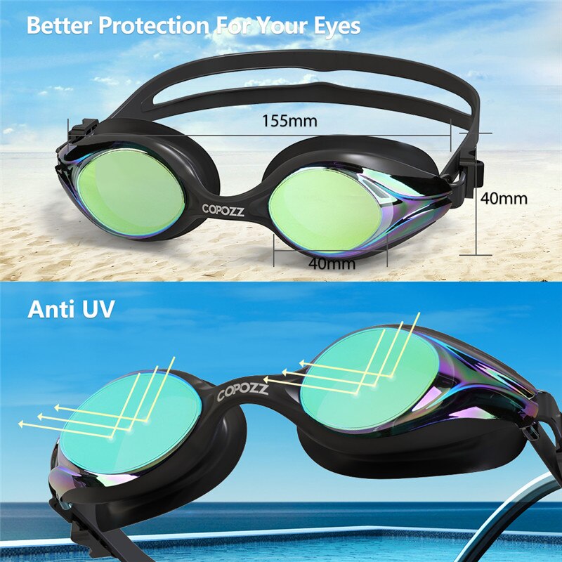 Copozz Professionele Zwembril Anti Fog Lek Uv-bescherming Swim Eyewear Verstelbare Volwassen Zwembril Mannen Vrouwen Eyewear