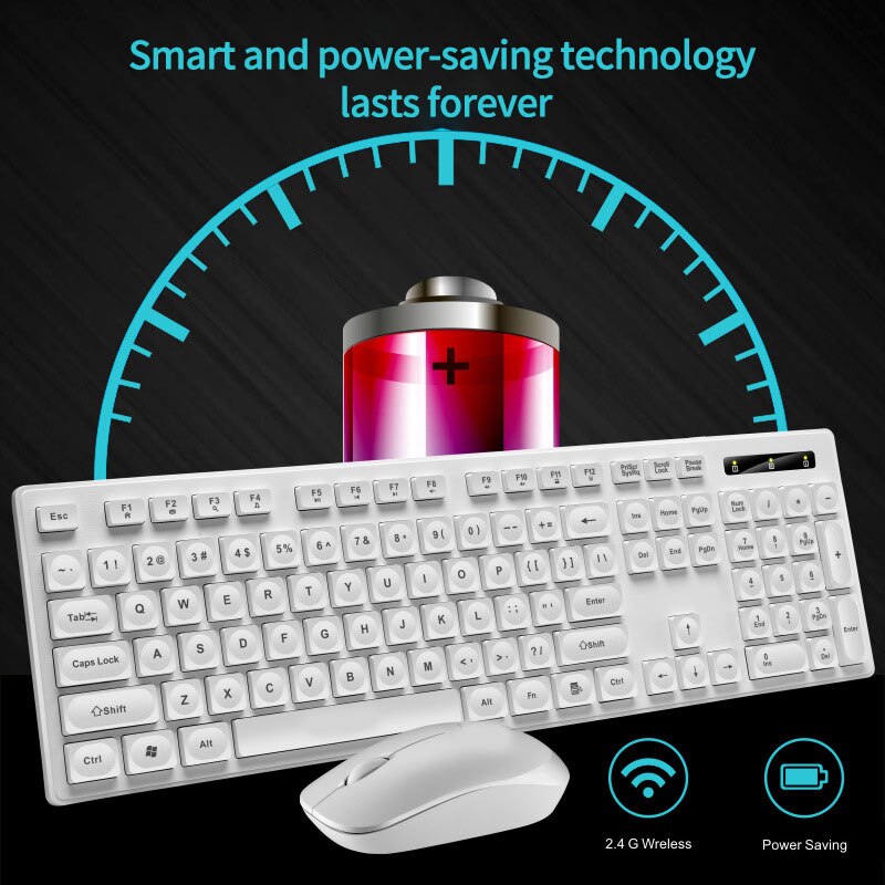 Wireless Office Keyboard And Mouse Set Only One USB Control 104-Key 2.4GHz Multi-System Compatible Wireless Keyboard