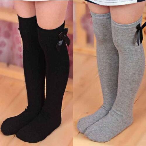 Lovely Girls Kids Toddler Bow Knee High Socks Colours Silk Bow 1 to 8 years