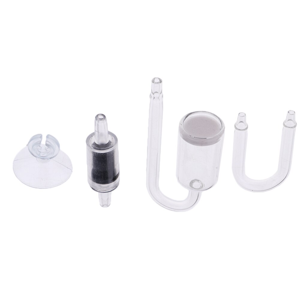 Aquarium CO2 Diffuser, U-vorm Aquarium CO2 Diffuser Controleer Glazen Buis Zuignap Kit