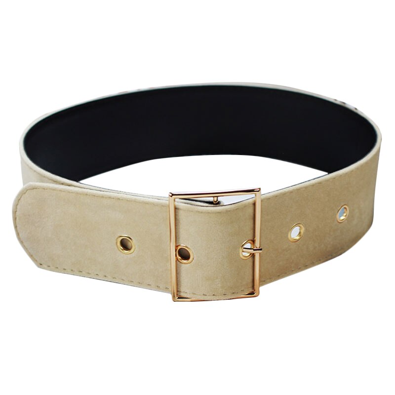 1 Pc Retro Lange Fluwelen Riem Ronde Vierkante Metalen Pin Gesp Decoratieve Casual Brede Tailleband Mode Vrouwelijke Jurk Jas Trui riem: Blauw