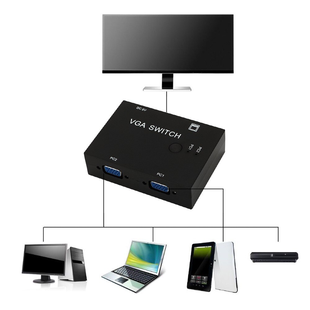 2/4Ports Switcher Splitter 2Ways VGA Video Switch Adapter Converter Box for PC Monitor Accessories 4Port Video Switch Switcher