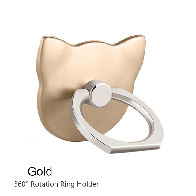 Universal Mobile Phone Holder Smartphone Finger Ring Holder Cute Cat Tablet Stand 360 Rotation Foldable Mount For iPhone Xiaomi: Golden