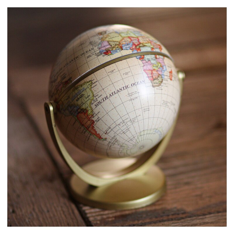 Vintage piedestal engelsk udgave globus verdenskort dekoration jordklod med guld base geografi terrestrisk tellurion