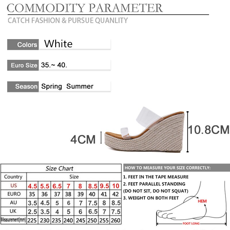 BYQDY, sandalias con cuña y tacón, sandalias de gelatina con punta abierta, zapatos de plataforma de tacón alto sin cordones para mujer, sandalias transparentes de PVC, de verano