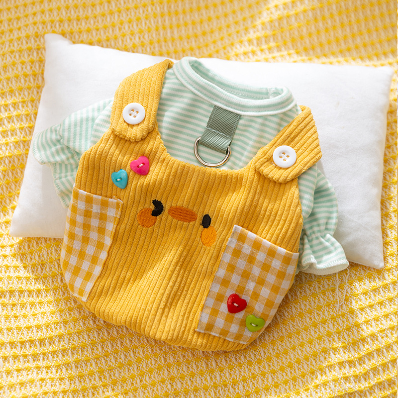 Leuke Cartoon Plaid Zak voor Honden in Herfst en Winter Kleine Dieren Twee Benen Bretels Broek voor Katten Warme Honden Kleding: M / WHITE