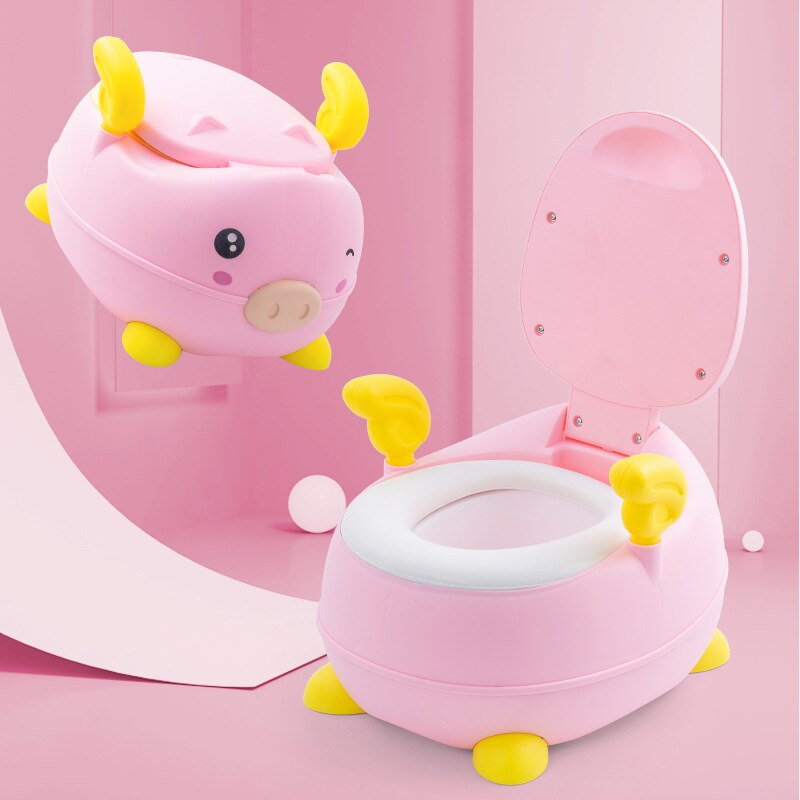 Sød gris børns gryde blød baby potte plast vej gryde spædbarn potte træning baby toilet sikker børn potte træner sæde stol: Pink pvc blød pude