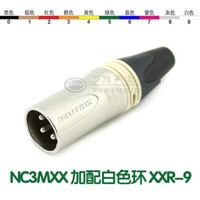 NEUTRIK three core XLR balance cannon male plug NC3MXX Silver-plated with color ring: White