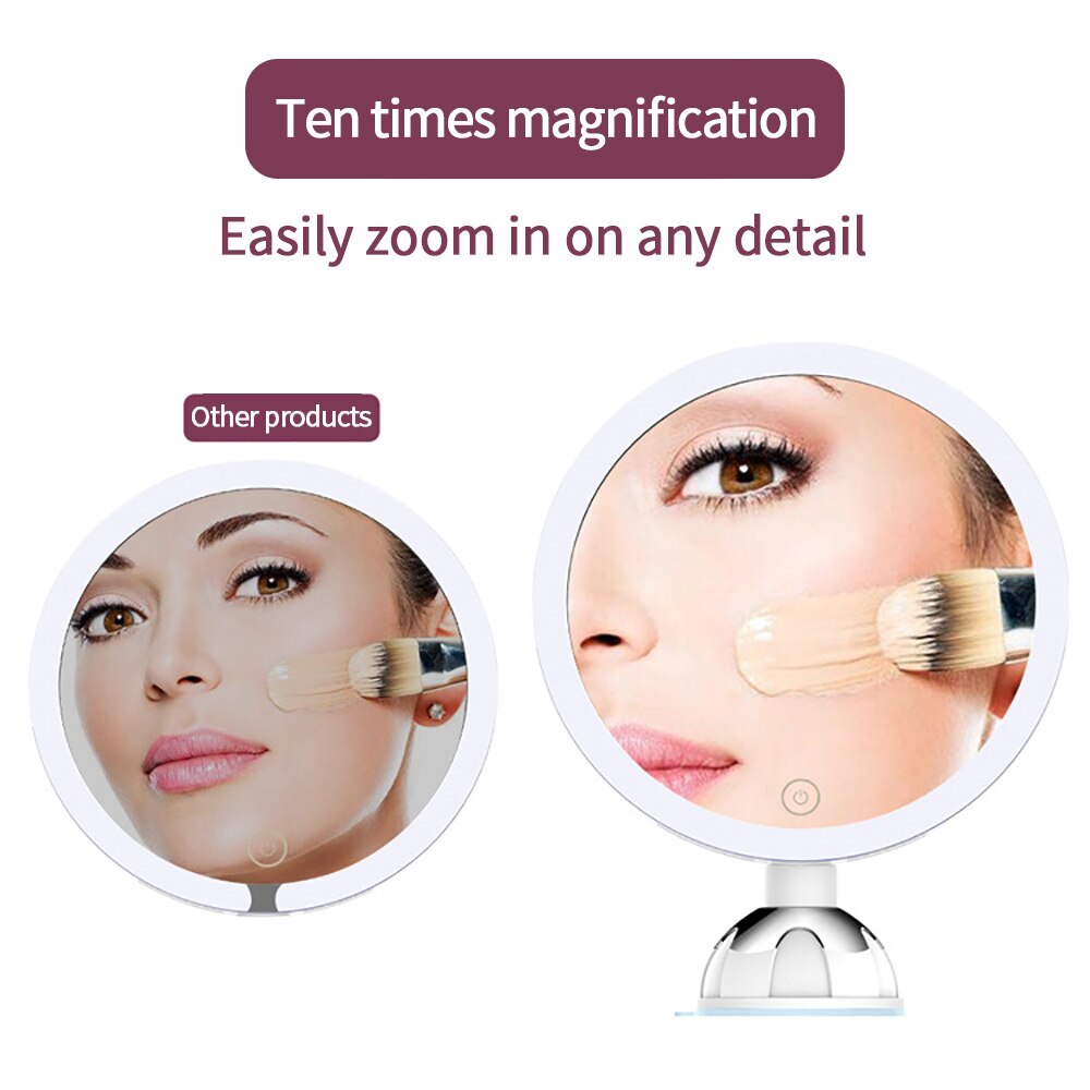 Makeup Mirror With 3 Luminosity LED Lights Make Up Mirror 10X Magnifying Vanity Mirror Cosmetic Miroir LED