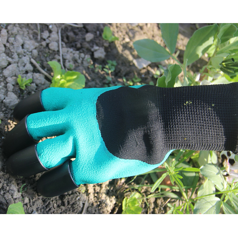 PROSTOEMER Green Garden Digging Gloves with 4 ABS Plastic Claws for garden Digging Planting 1 pair Garden Digging Gloves Tools