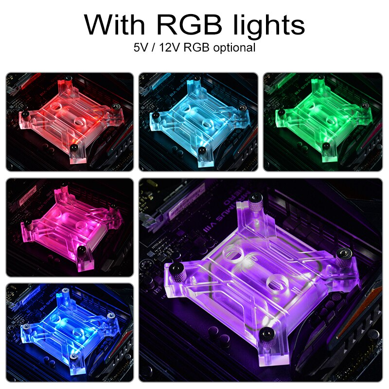 Syscooling C27 5V RGB effect CPU water cooling block micro channel copper back plate for intel CPU platform LGA 115X 1366