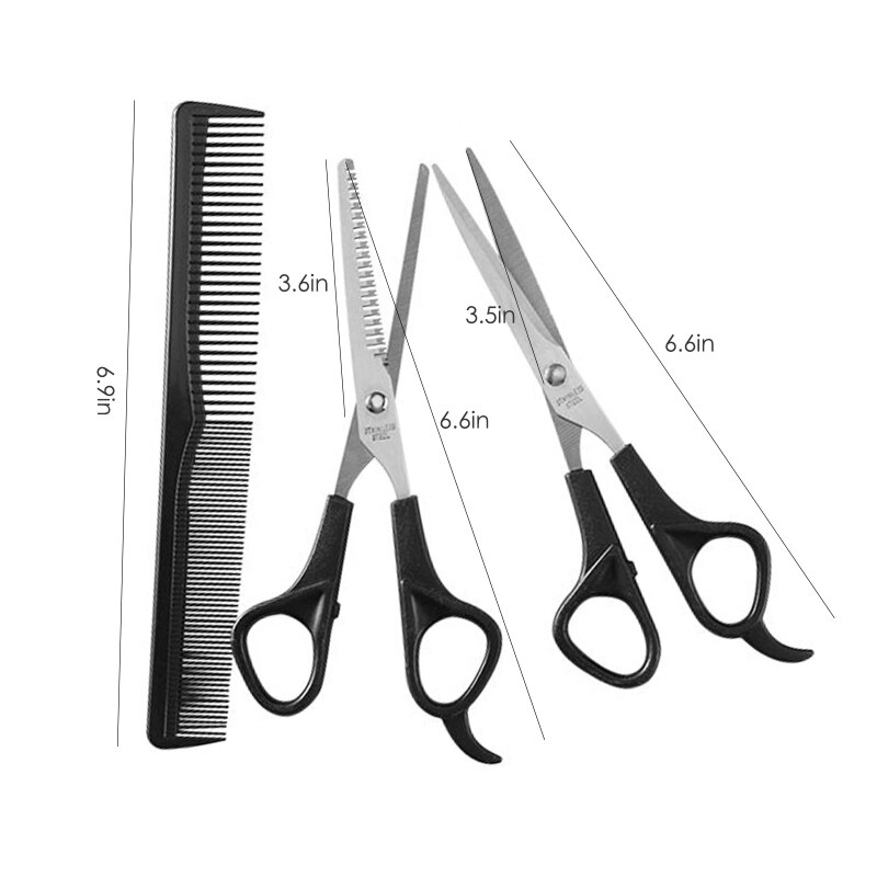 3Pcs Set Huishoudelijke Kappers Schaar Dunner Schaar Haar Knippen Kapper Schaar Platte Tand Schaar Kam Hair Styling Gereedschap