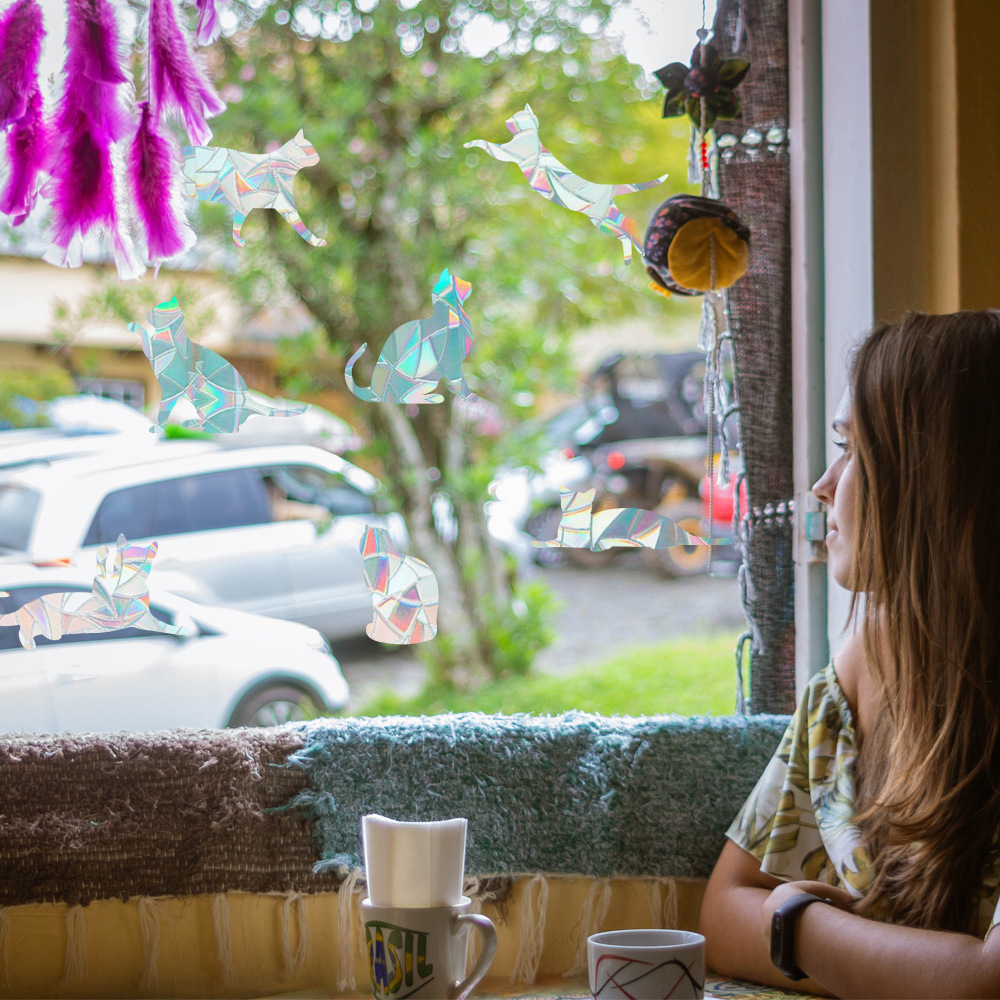 Rainbow Cat Dog Suncatcher Window Stickers PVC Electrostatic Glass Window Animal Decal For Kids Rooms Bedroom Nursery Home Decor