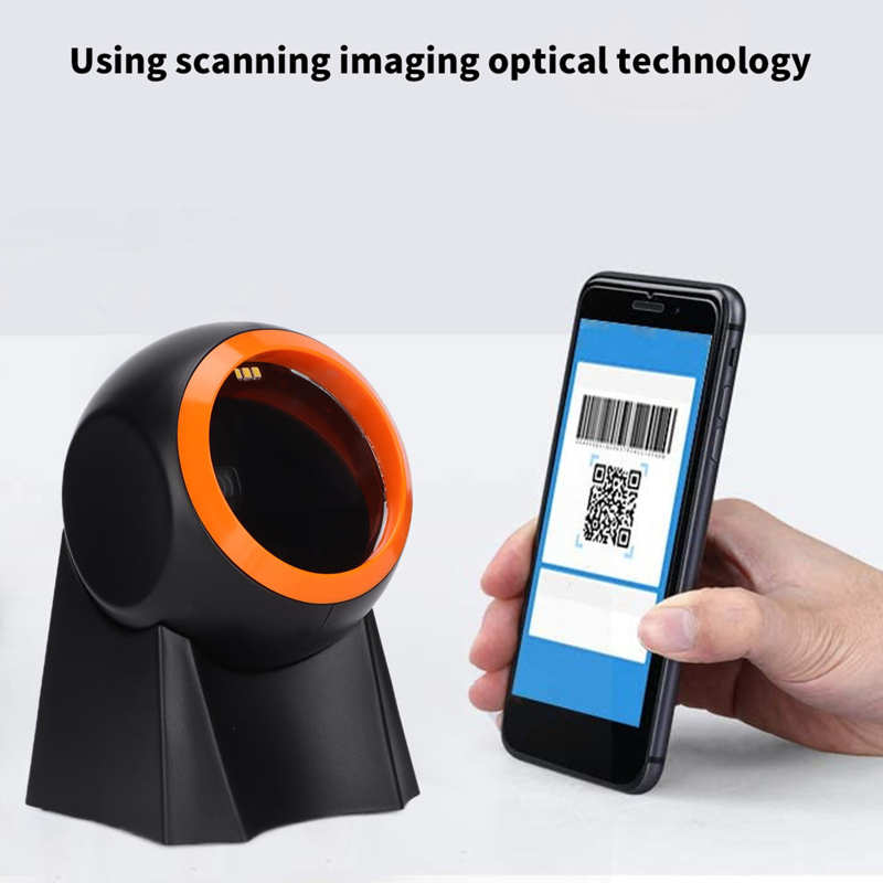 Desktop Barcode Scanner Automatic Sensing 2D QR Screen Scanning with USB Cable for for POS PC Supermarket Bookstore