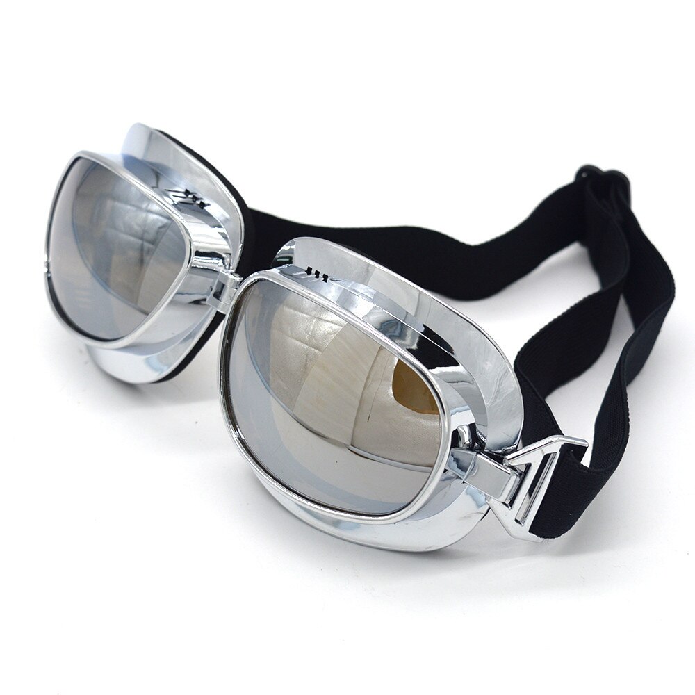 Mooreaxe motorcykel beskyttelsesbriller retro pilot steampunk jet hjelm beskyttelsesbriller maske cykling oculos gafas vintage beskyttelsesbriller: Sølv linse