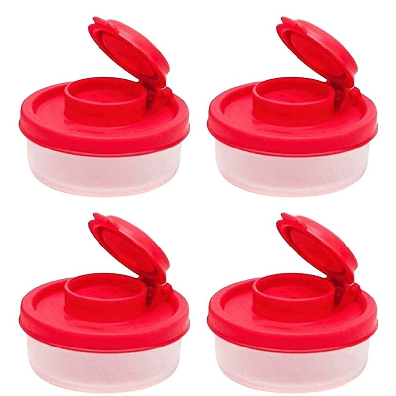 Salt and Pepper Shakers Moisture Proof Salt Shaker with Red Covers Lids Plastic Airtight Spice Jar Dispenser: Default Title