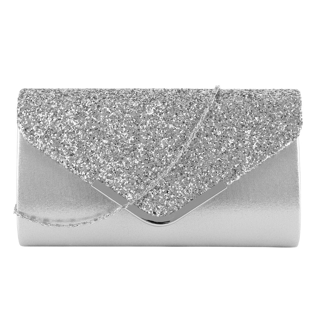 Frauen Kupplung Abend Geldbörse Party Tasche Umschlag Braut Hochzeit Neue Jahr Handtaschen für Frauen bolsa feminina: silver