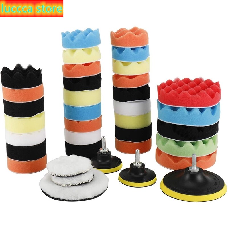 Kit de almohadillas de pulido de 39 uds, juego de almohadillas de pulido de taladro de coche de 3 y 5 pulgadas para el cuidado del coche, almohadillas de pulido y encerado