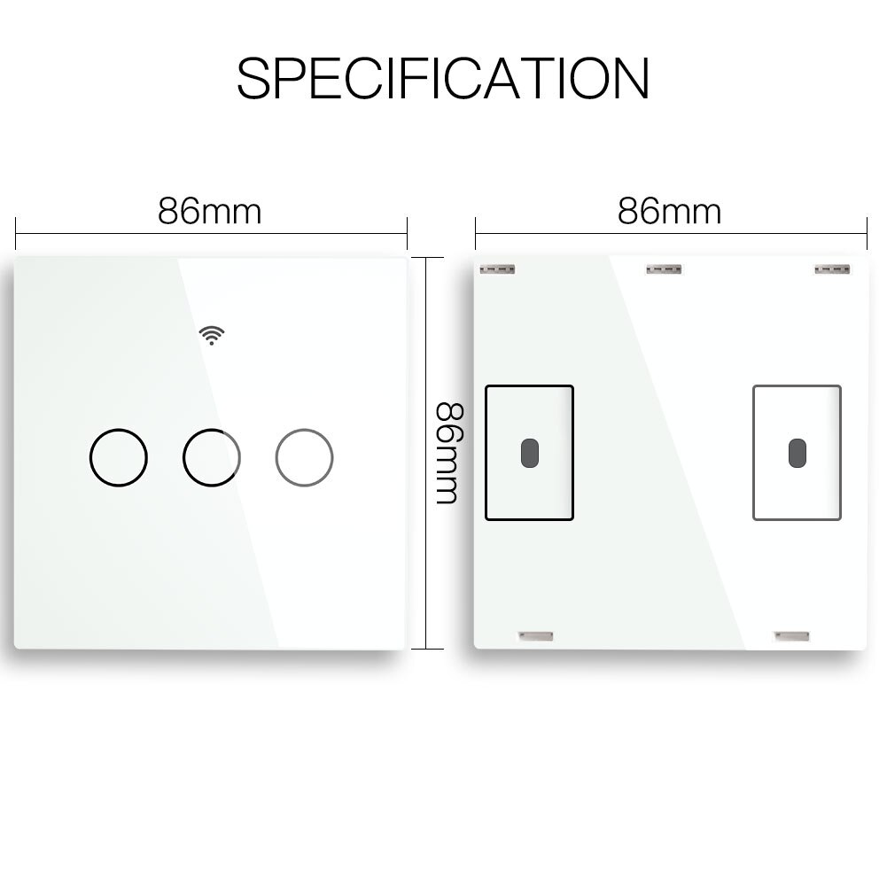 Interruptor inalámbrico de pared con Panel de vidrio, mando a distancia, funciona con WiFi, receptor de interruptor adhesivo, RF433 MHz