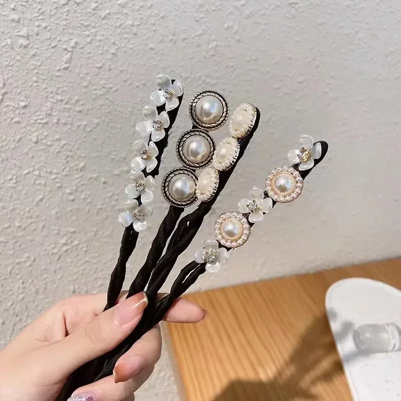 Bigoudi coréen pour femmes, accessoires de coiffure, épingle à cheveux perle fleur élégante, chignon, outils de tressage de Hairgrip