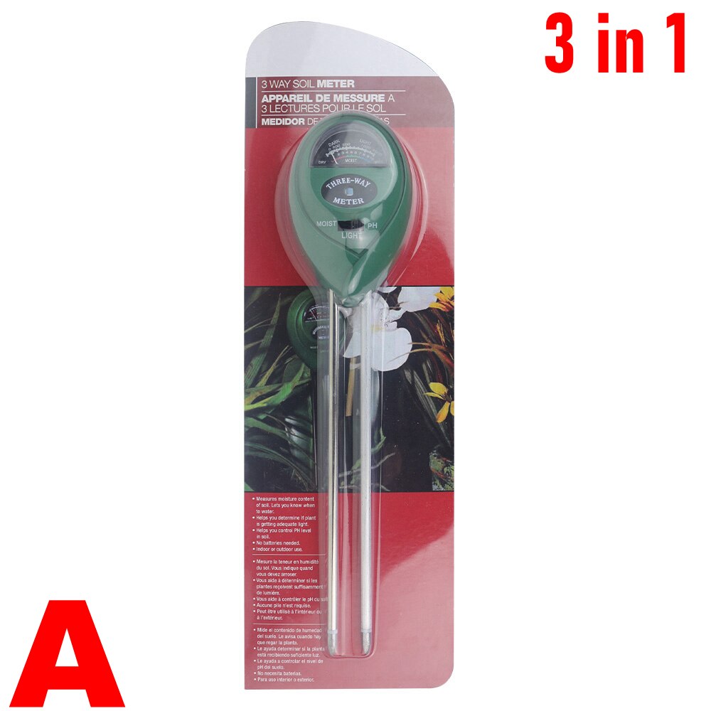 2/3 in 1 håndholdt ph-måler fugt fugtighedsmåler ph-tester til havejord metalsonde 10-80%  hygrometer: 3 in 1