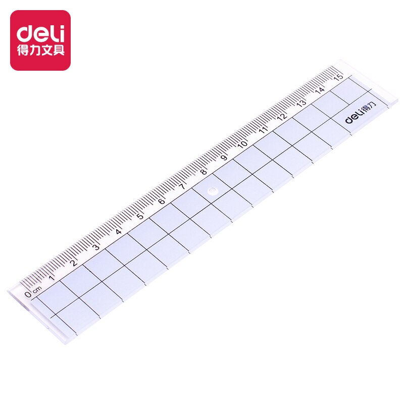 Deli 71991 Transparent Plastic Ruler Primary School student Stationery Junior High School 15cm Regla Regle Ruller Drawing Ruler