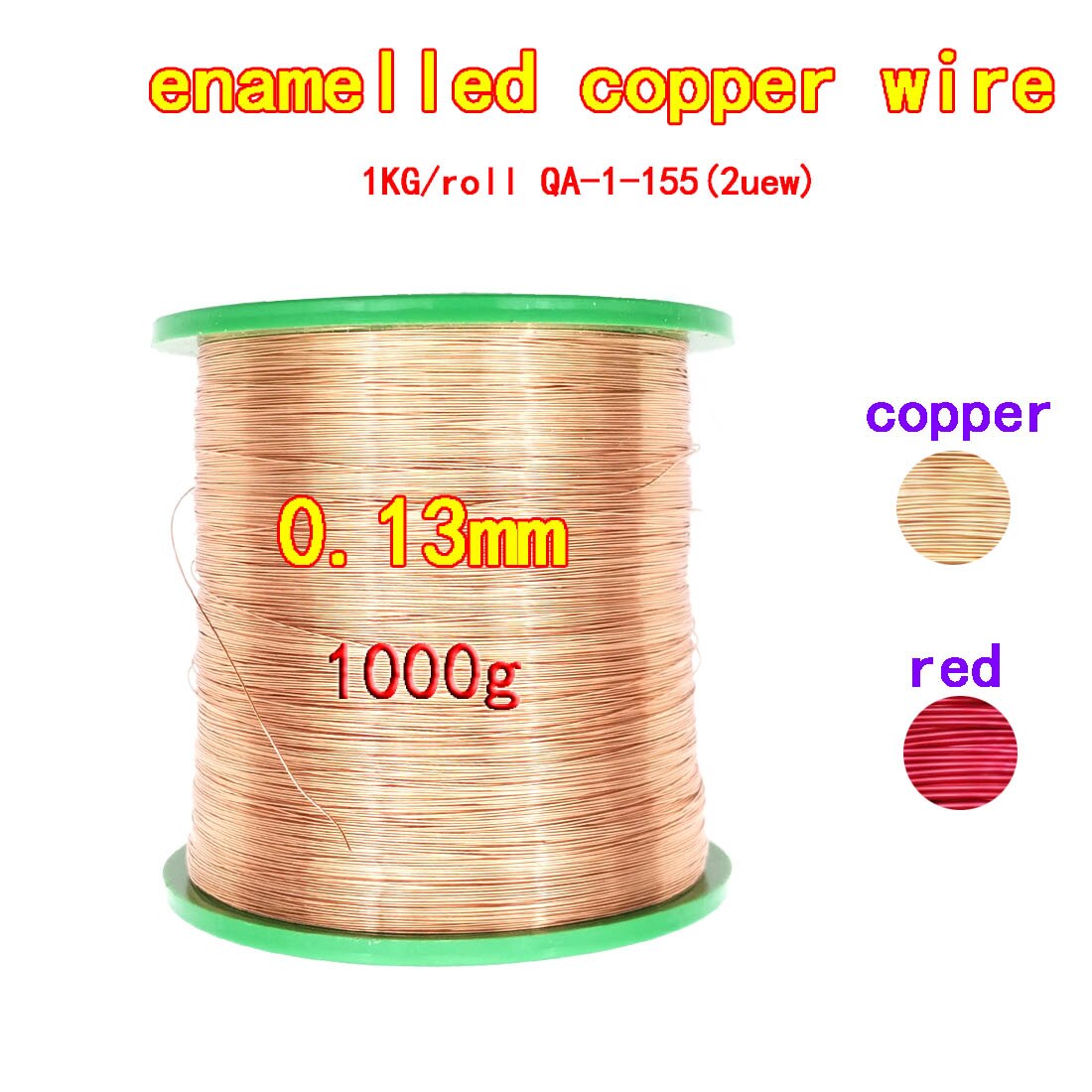 1kg/roll Enameled Copper Wire 0.04mm 0.2mm 0.3mm 1.5mm Magnet Wire Magnetic Coil Winding For Electromagnet Motor inductance DIY: 0.13mm 1kg / copper