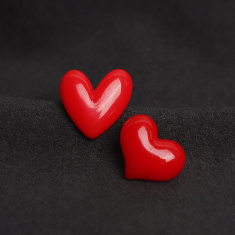 2Pcs Women Cute Red Heart Brooches Romantic Love Heart Resin Pins Mini Decorative Lovers Clothes Bag Accessories: Rhodium Plated