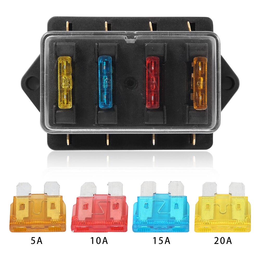 1pcs 4 Way Fuse Box DC 12V 24V 40A Circuit Car Trailer Auto Blade Fuse Box Block Holder ATC ATO Fuse Holder with 4 Fuse