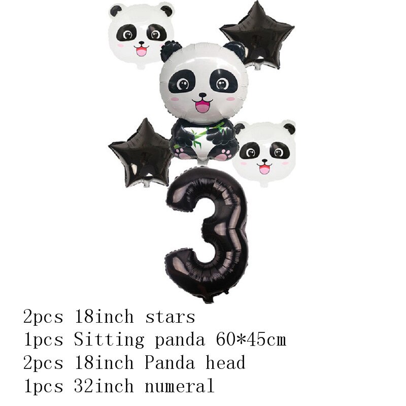 Panda Birthday Balloon Panda Banner Helium Foil Star Number Balloons Birthday Party Decoration Kids Animals Figures Aluminum: Balloon-Panda-3