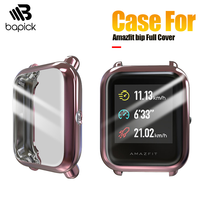 Bapick capa completa tpu macio pára-choques para xiaomi amazfit bip caso relógio inteligente protetor de tela para amazfit bip S lite caso acessórios