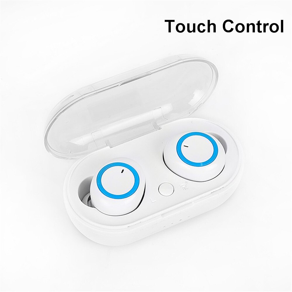 TWS Bluetooth 5.0 Earphone Waterproof Sport Earphones Handsfree Earbuds Stereo Wireless Headset with Mic for IOS Android Phone: White Blue-2