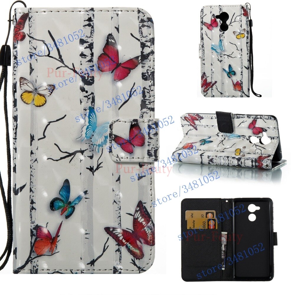 Flip Wallet Case for Huawei Honor 6C DIG L21HN Cover Butterfly Tower Case for Honor C6 DIG-L21 PU Leather Protective Phone Cover