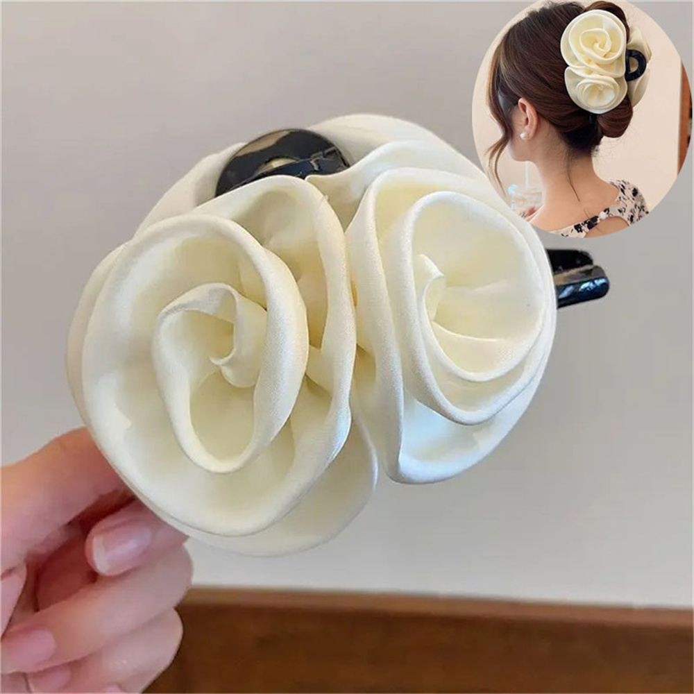 Pinza de pelo de Rosa francesa para mujer y niña, horquilla de temperamento, tocado de princesa, Clip de agarre de , accesorios para el cabello femenino: Beige