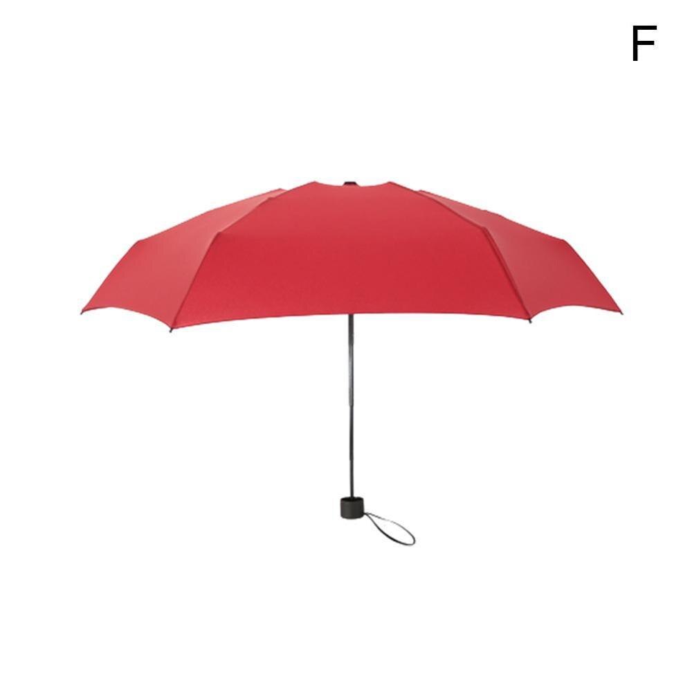 Super mini lomme kompakt paraply sun anti  uv 5 foldende regn vindtæt rejse mini paraply: F