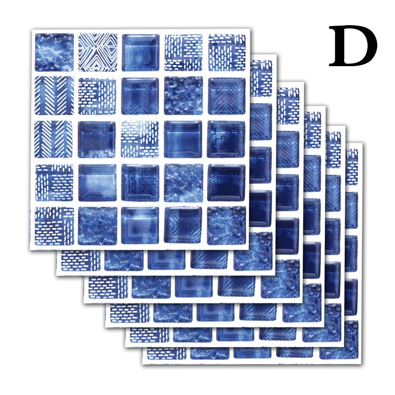 6 st mosaik hem klistermärke vägg klistermärke golv klistermärke väggdekaler vattentät kakel klistermärke för kök badrum diy deokrati: D