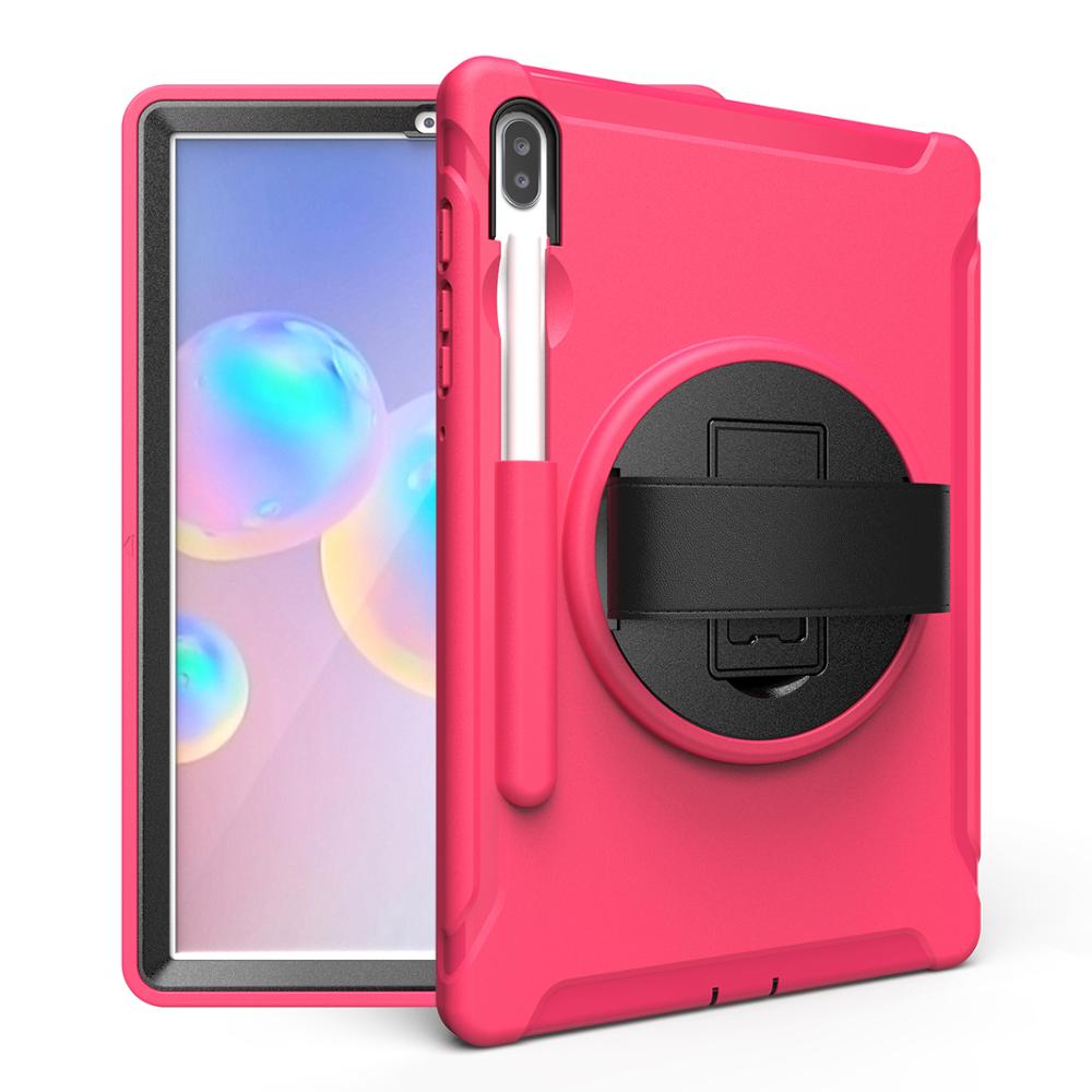 Case Voor Samsung Galaxy Tab S6 10.5 "T860 Tablet Case Shockproof Armor Heavy Duty Hard Case Voor Samsung tab T860 Stand Case: Rose Red