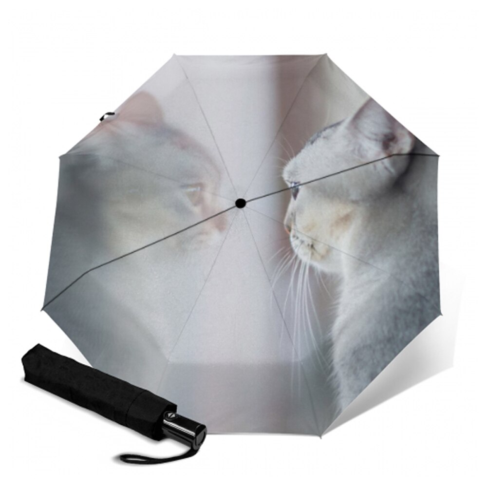 Paraguas de Sol de gato blanco para mujer, protector solar de gatito, 3 Paraguas plegables para niños, Parapluie de Anti-uv: YSA1518