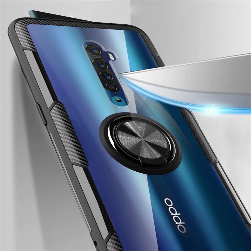 Phone Cases For OPPO Reno 2 Case Anti-collision Ring Magnetism Back Cover For Reno2 Z F 10X ZOOM Transparent Armor Coque