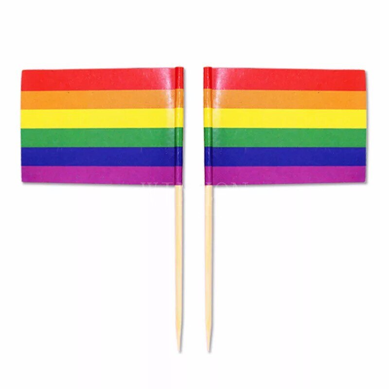 Mini sateenkaarilippu hammastikku lippu 50 kpl/pussi lesbo gay pride lgbt transsukupuolinen panseksuaali biseksuaali velisuhde: Gaypride 50 kpl