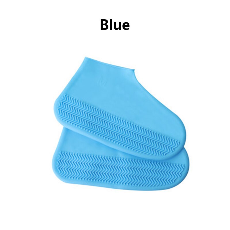 1 Paar Herbruikbare Waterdichte Elasticiteit Overschoenen Voor Reizen Strand Antislip Rubber Regen Overschoenen: Blue / S