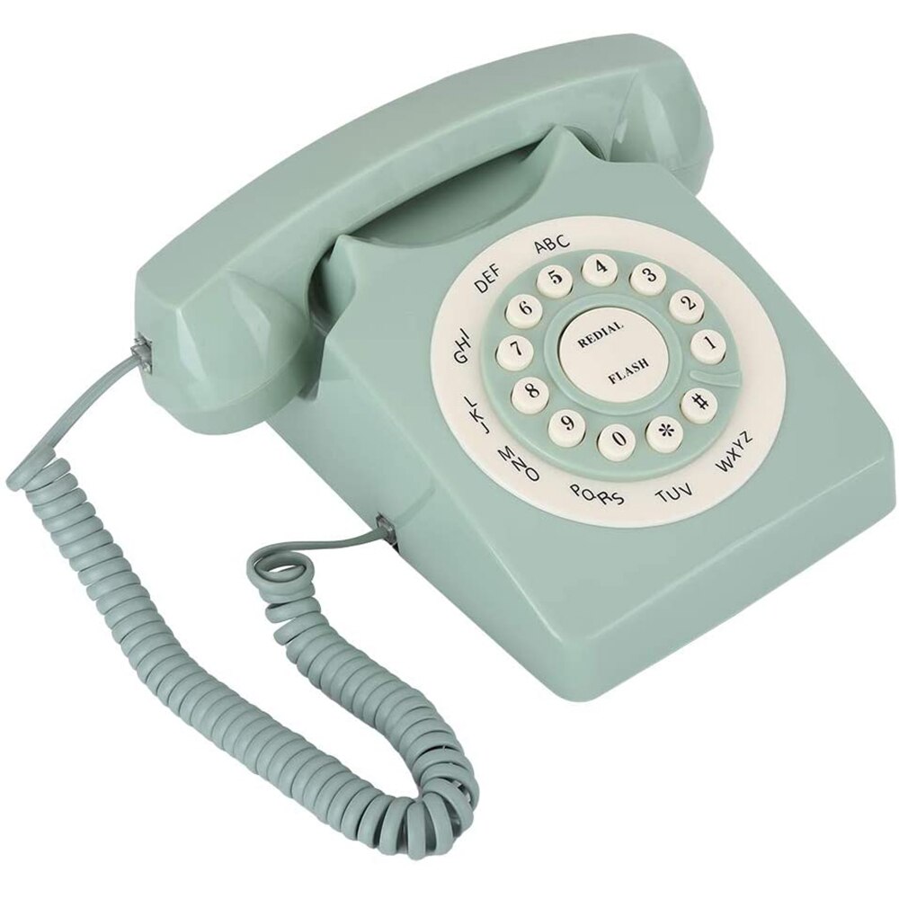 Vintage fasttelefon telefon retro stil ledet stasjonær telefon antikk europeisk telefon grønn hd -samtale stor klar knapp