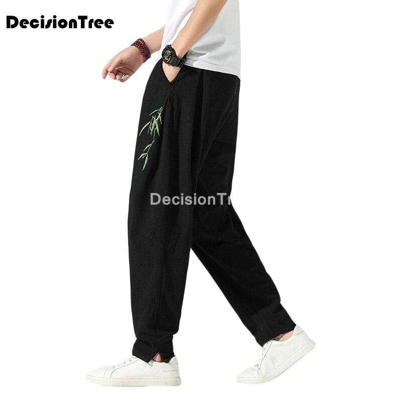2020 bawełniane spodnie szerokie nogawki męskie spodnie w stylu chińprzejrzeć zwykły spodnie robić joggingu spodnie dresowe męskie spodnie tradycyjne Harajuku luźne spodnie
