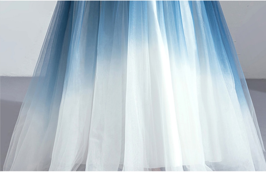 999 engelen trouwjurk droom sterrenhemel gradiënt jurk blauwe trouwjurk avondjurk