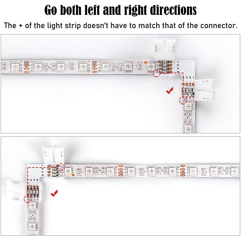 L Vorm 4-Pin Led Connectors 10Pack 10Mm Breed Rechts Solderless Connector Voor 3528/5050 Smd Rgb Led licht Strips