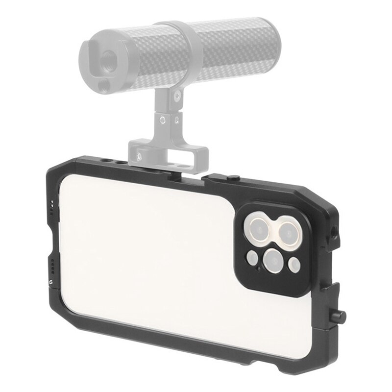 Handykäfig, smartphone-video-rig, mobiler käfig für iphone 12/ 12 pro, handykäfig mit blitzschuh und 1/4 gewindebohrungen