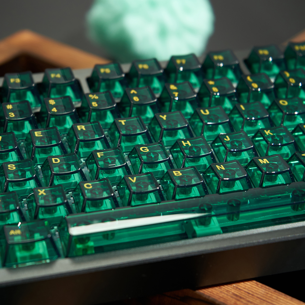 Emerald Green Crystal Clear Keycaps White Font Cherry Profile PC Keycap Custom Keyboard keycap For Cherry MX Mechanical Keyboard