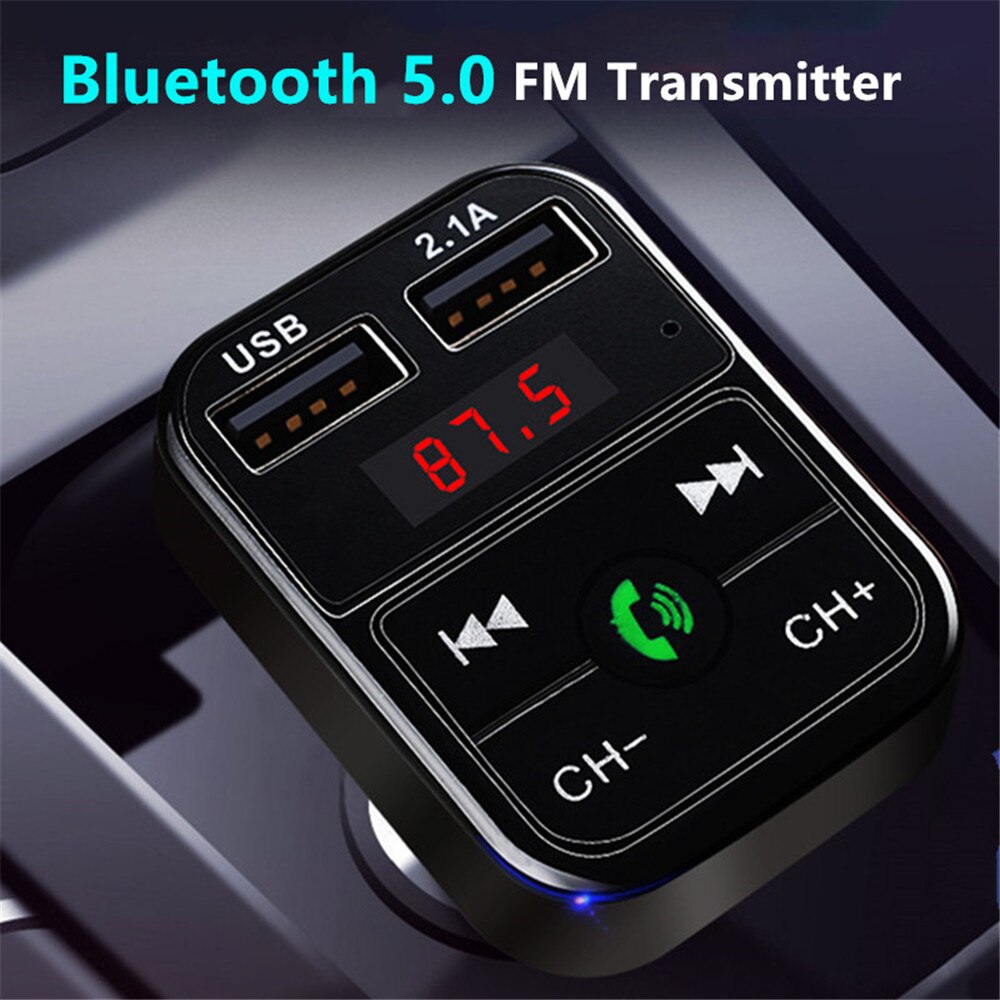 Auto Lader Voltage Display Bluetooth MP3 Speler Handsfree Car Kit Fm-zender Aux U Disk Dual Usb Charger Power Adapter