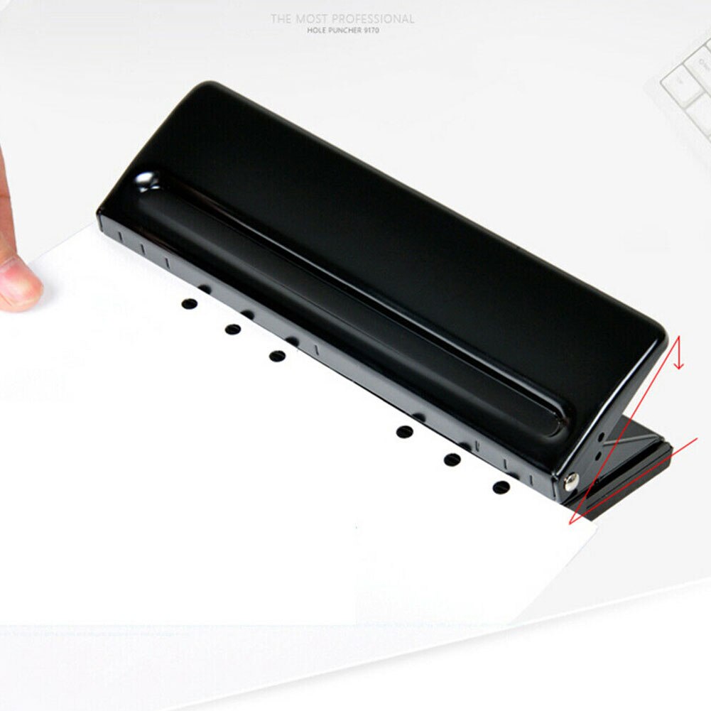 6 Hole Office DIY Adjustable Metal Tool Home Portable Handheld School Ring Binder Planner Stationery Paper Puncher